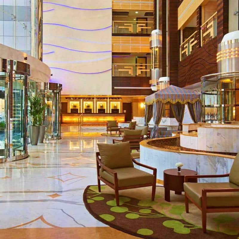 Double Tree by Hilton Al Barsha Lobby of hotel in Dubai